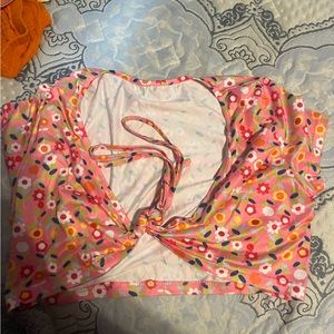 hot pink floral tie shirt